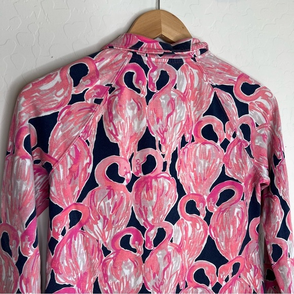 Lilly Pulitzer sweatshirt pink Flamingo 1/4 Zip Pullover Sweater - Picture 5 of 7